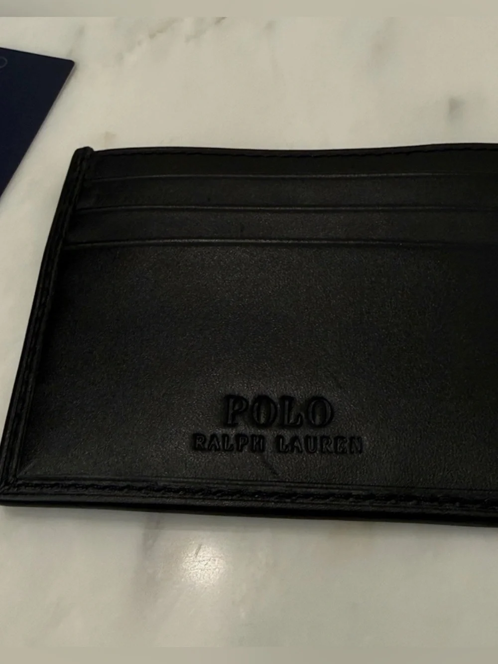 NEW Polo Ralph Lauren HOLIDAY WINTER BEAR Leather Slim Card Case Wallet - BLACK